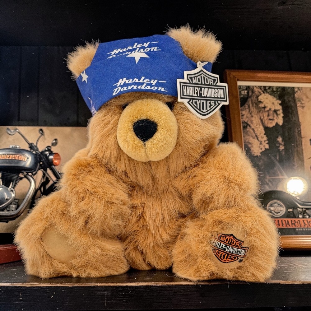 VTG 2000 Harley-Davidson Biker Bear Plush Blue Bandana Cavanagh 9" NWT
